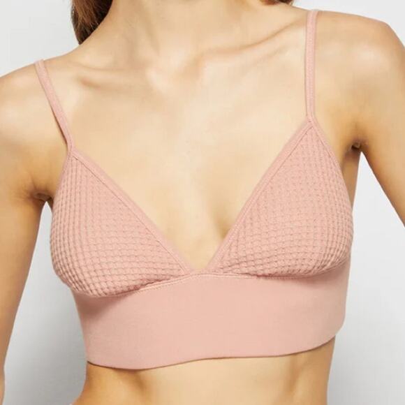 Jonathan Simkhai Standard Rose Pink Waffle-Knit Cotton Bralette XS - Picture 1 of 5